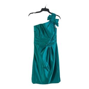 David’s Bridal Green One-Shoulder Cocktail Dress Size 2